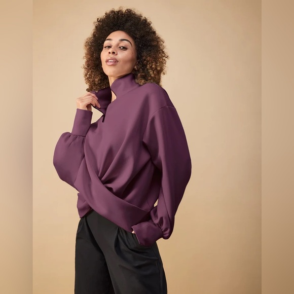 Aday With A Twist Pullover in Plum S NWOT